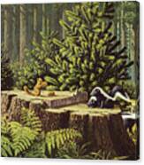 Chipmunk And Skunks In The Forest Canvas Print
