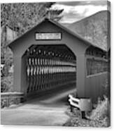Chiselville Covered Bridge Black And White Canvas Print