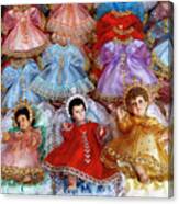 Christ Child Figurines In Christmas Market Canvas Print
