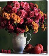 Chrysanthemum Flowers In Vase Canvas Print