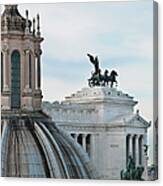 Church Dome And Il Vittoriano, Rome Canvas Print