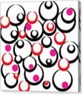 Circle Pattern Black Red Pink Canvas Print