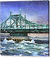 City Island Bridge Winter Canvas Print