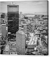 City Of Boston Reflected Black And White Canvas Print