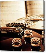 Classic Guitar Still Life With Notes Canvas Print