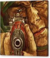 Closeup Of A Soldier Looking Through The Sight Of A Rifle Canvas Print