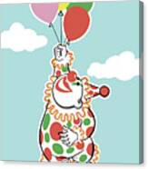 Clown Floating With Balloons Canvas Print