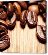 Coffee Beans On Bamboo Mat Canvas Print