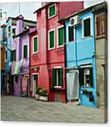 Colorful Back Street On Burano Island Canvas Print
