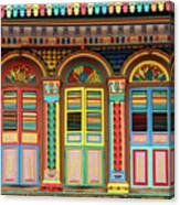 Colorful Facade Of Building In Little Canvas Print