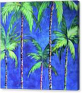 Colorful Family Of Five Palms Canvas Print
