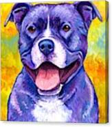 Peppy Purple Pitbull Terrier Dog Canvas Print
