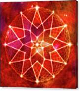 Cosmic Geometric Seed Of Life Crystal Red Lotus Star Mandala Canvas Print