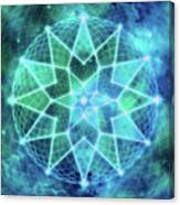 Cosmic Geometric Seed Of Life Crystal Turquoise Lotus Star Mandala Canvas Print