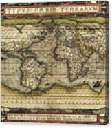 Cosmos-ortelius World Map 1570 Canvas Print