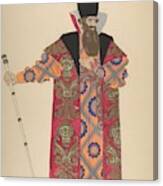 Costume Study For Robed, Bearded Boyar With Staff Verso Sketch For The Same Figure Pavel Petrovic Fr Canvas Print