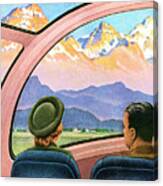 Couple Looking At Mountains Canvas Print