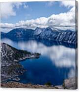 Crater Lake And Clouds Canvas Print