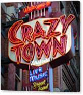 Crazy Town Broadway Neon Signage Nashville Tennessee Art Canvas Print