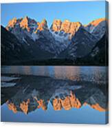 Cristallo Group Reflecting In Lago Di Canvas Print