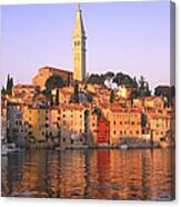 Croatia, Rovinj, Church Tower & Harbour Canvas Print