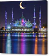 Crystal Mosque With Moon And Star Canvas Print