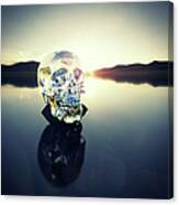 Crystal Skull Laying On Rock In Lake Canvas Print