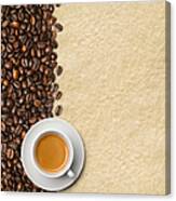 Cup Of Coffee On Beans Canvas Print