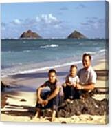 Dad And Kids  Kaul Beach Red Kodachrome Slides From The 1950 Canvas Print