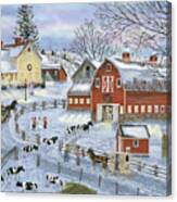 Dairy Farm At Christmas Canvas Print