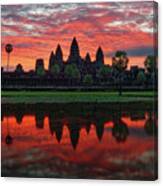 Angkor Wat Temple Reflecting In Pond At Sunrise Canvas Print