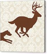 Deer On Pattern Background Canvas Print
