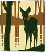 Deer Standing By A Lake Canvas Print