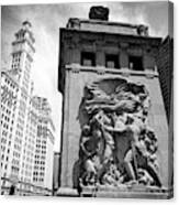 Defense Relief On Bridgehouse Of The Dusable Bridge Chicago Illinois United States Of America Canvas Print