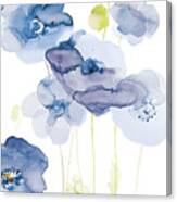 Delicate Poppies Ii Blue Canvas Print