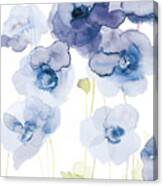 Delicate Poppies Iii Blue Canvas Print
