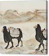 Camel Caravan Outside The Great Wall Canvas Print