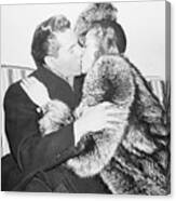 Desi Arnaz Kissing His New Wife Lucille Canvas Print