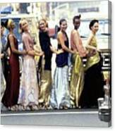 Designer Mary Mcfadden And A Line Of Models Canvas Print