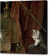 Detail Of A Cat And Bird Cage From The Graham Children, 1742 Canvas Print
