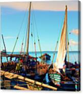 Dhow Boats Stone Town Port Zanzibar Tanzania East Africa Canvas Print