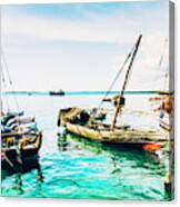 Dhow Sail Boats Zanzibar Tanzania 3735 - Coastal Ocean East Africa Canvas Print