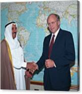 Dick Cheney And Sabah Al Almad Shaking Canvas Print