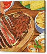 Dinner With Grilled Steak Canvas Print