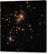 Distortion Of Light From Distant Galaxies By Galaxy Cluster Canvas Print