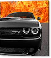 Dodge Hellcat Srt With Flames Canvas Print