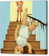 Doll Baby Falling Down The Stairs Canvas Print