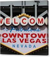 Downtown Las Vegas Welcome Canvas Print
