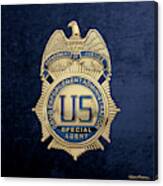Drug Enforcement Administration -  D E A  Special Agent Badge Over Blue Velvet Canvas Print