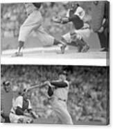 Dual Image Of Mickey Mantle In Batting Canvas Print